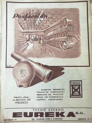 CARTEL ANTIGUO ORIGINAL DE TECHO ETERNO EUREKA S.A PUBLICIDAD ARTISTICA 1956 /413