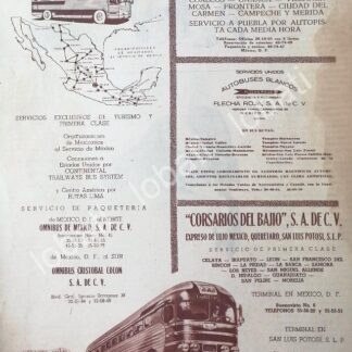 CARTEL ANTIGUO ORIGINAL DE OMNIBUS DE MEXICO, CORSARIOS DEL BAJIO Y MAS 1960 /412