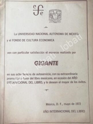 CARTEL ANTIGUO ORIGINAL DE UNAM FELICITA A TIENDAS GINGANTE 1972 /410