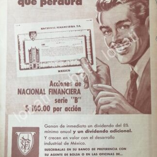 CARTEL ANTIGUO ORIGINAL DE VENTA DE ACCIONES DEL BANCO NACIONAL FINANCIERA 1961 /148