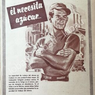 CARTEL ANTIGUO ORIGINAL DE CAMPAÑA NACIONAL DE CONSUMO DE AZUCAR 1955 / 385
