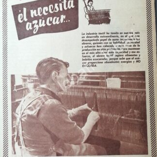 CARTEL ANTIGUO ORIGINAL DE CAMPAÑA NACIONAL DE CONSUMO DE AZUCAR 1955 / 383