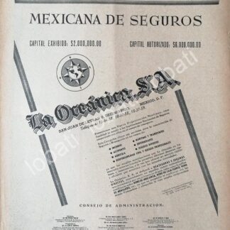 CARTEL ANTIGUO ORIGINAL DE INICIA OPERACIONES SEGUROS LA OCEANICA S.A 1945 /184