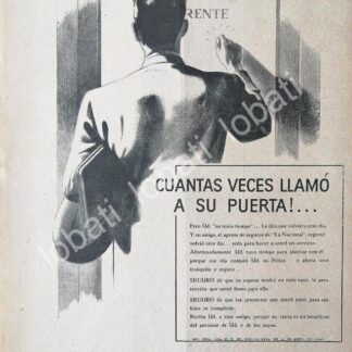 CARTEL ANTIGUO ORIGINAL DE ASEGURADORAS. SEGUROS LA NACIONAL S.A 1945 /182