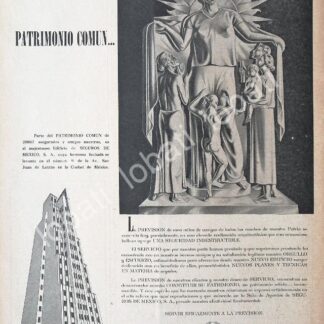 CARTEL ANTIGUO ORIGINAL DE ASEGURADORAS. SEGUROS DE MEXICO S.A 1946 /181 RARO