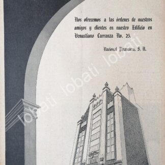CARTEL ANTIGUO ORIGINAL DE BANCO. NACIONAL FINANCIERA Y SU NUEVO EDIFICIO 1946 /180