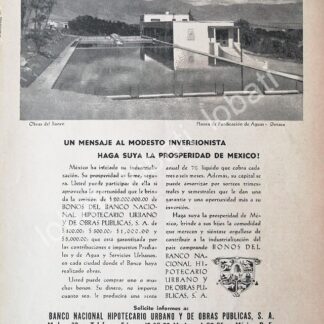CARTEL ANTIGUO ORIGINAL DE BANCO NACIONAL HIPOTECARIO. Y NUEVA PLANTA TRATADORA DE AGUAS OAXACA 1946 /177