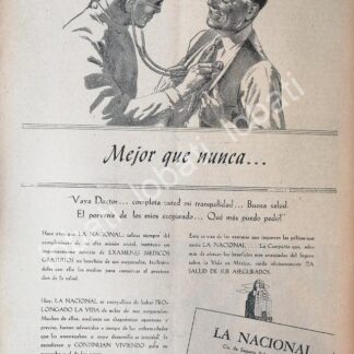 CARTEL ANTIGUO ORIGINAL DE COMPAÑIA DE SEGUROS LA NACIONAL 1945 /171