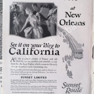 CARTEL ANTIGUO ORIGINAL DE FERROCARRILES. TREN SOUTHERN PACIFIC 1920s /495