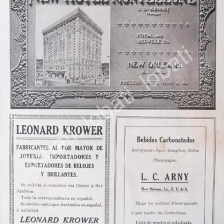 CARTEL ANTIGUO ORIGINAL DE HOTEL MONTELEONE Y OTRAS 1913 /494 SUPER RARO