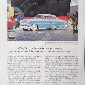 CARTEL ANTIGUO ORIGINAL DE AUTOS CHEVROLET BEL AIR 1953 /631