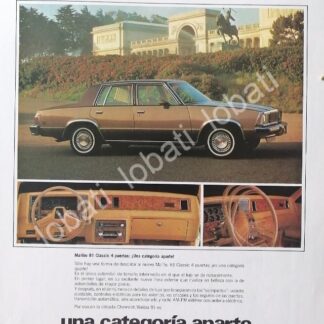 CARTEL ANTIGUO ORIGINAL DE AUTOS CHEVROLET MALIBU CLASSIC 1981/618