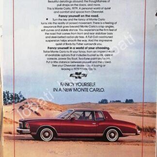 CARTEL ANTIGUO ORIGINAL DE AUTOS CHEVROLET MONTE CARLO 1979 /611
