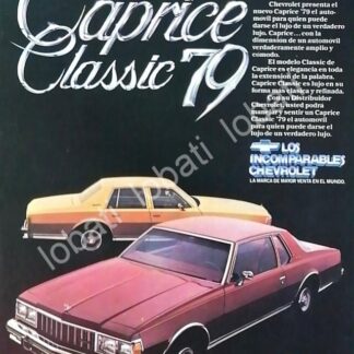 CARTEL ANTIGUO ORIGINAL DE AUTOS CHEVROLET CAPRICE CLASSIC 1979 /607 MEDIANO