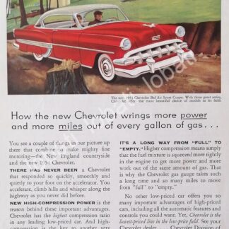 CARTEL ANTIGUO ORIGINAL DE AUTOS CHEVROLET BEL AIR 1954 /600