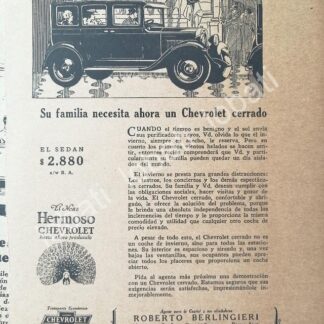 CARTEL ANTIGUO ORIGINAL DE DE AUTOS CHEVROLET SEDAN 1927 /595