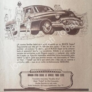 CARTEL ANTIGUO ORIGINAL DE DE AUTOS BUICK SUPER 1951 /593