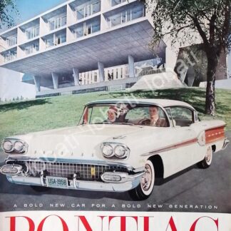 CARTEL ANTIGUO ORIGINAL DE DE AUTOS CHEVROLET PONTIAC 1958 /592
