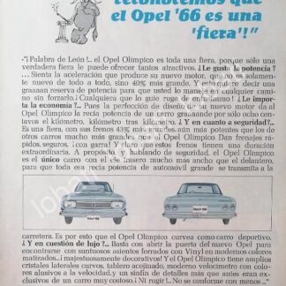 CARTEL ANTIGUO ORIGINAL DE DE AUTOS CHEVROLET OPEL OLIMPICO 1966 /591