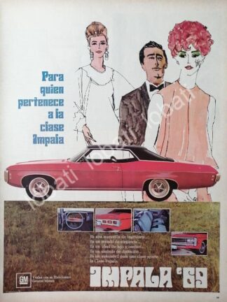 CARTEL ANTIGUO ORIGINAL DE DE AUTOS CHEVROLET IMPALA 1969 /588