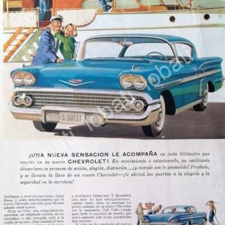 CARTEL ANTIGUO ORIGINAL DE AUTOS CHEVROLET IMPALA COUPE 1958 /584