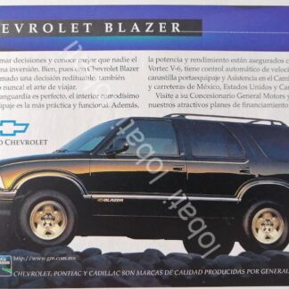 CARTEL ANTIGUO ORIGINAL DE MINI CARTEL AUTOS CHEVROLET BLAZER 1997 /577