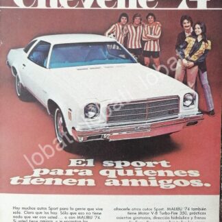 CARTEL ANTIGUO ORIGINAL DE MINI CARTEL AUTOS CHEVROLET CHEVELLE 1974/559