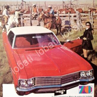 CARTEL ANTIGUO ORIGINAL DE MINI CARTEL AUTOS CHEVROLET IMPALA 1970 /574