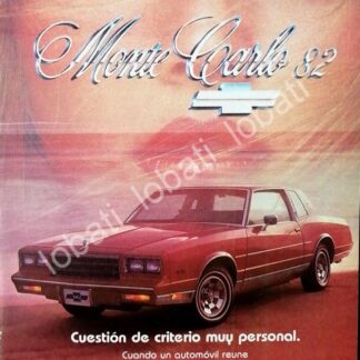 CARTEL ANTIGUO ORIGINAL DE MINI CARTEL AUTOS CHEVROLET MONTE CARLO 1982 /572