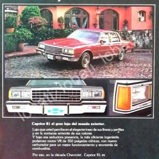 CARTEL ANTIGUO ORIGINAL DE MINI CARTEL AUTOS CHEVROLET CAPRICE 1981 /568