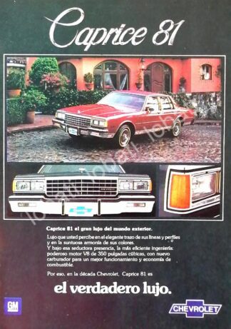 CARTEL ANTIGUO ORIGINAL DE MINI CARTEL AUTOS CHEVROLET CAPRICE 1981 /568
