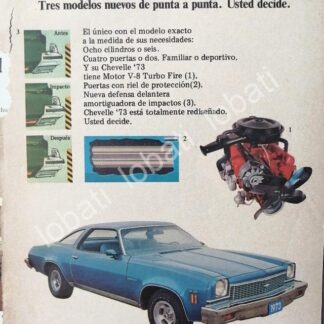 CARTEL ANTIGUO ORIGINAL DE MINI CARTEL AUTOS CHEVROLET CHEVELLE 1973 /566
