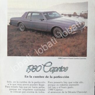CARTEL ANTIGUO ORIGINAL DE MINI CARTEL AUTOS CHEVROLET CAPRICE 1980 /560