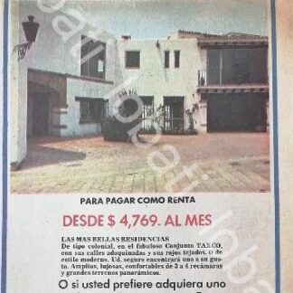 CARTEL ANTIGUO ORIGINAL DE INICIOS DE LA COLONIA LOMAS DE TECAMACHALCO 1969