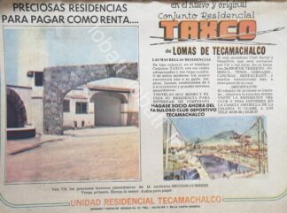 CARTEL ANTIGUO ORIGINAL DE INICIOS DE LA COLONIA UNIDAD RESIDENCIAL LOMAS DE TECAMACHALCO 1969 /600
