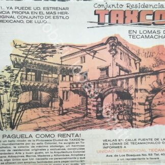 CARTEL ANTIGUO ORIGINAL DE INICIOS DE LA COLONIA UNIDAD RESIDENCIAL LOMAS DE TECAMACHALCO 1969 /587