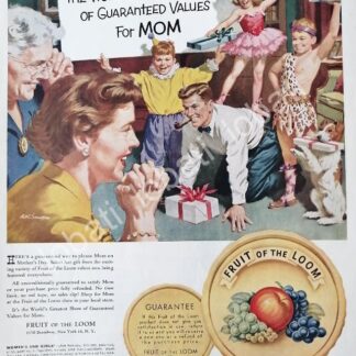 CARTEL ANTIGUO ORIGINAL DE ROPA FRUIT OF THE LOOM /586 PUBLICIDAD ARTISTICA