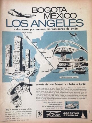 CARTEL ANTIGUO ORIGINAL DE AEROLINEAS REAL BRASILIA 1961, BRASIL /579