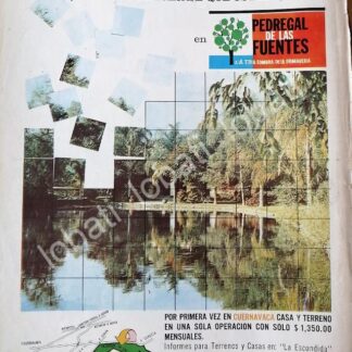 CARTEL ANTIGUO ORIGINAL DE COLONIA PEDREGAL DE LAS FUENTES CUERNAVACA /574