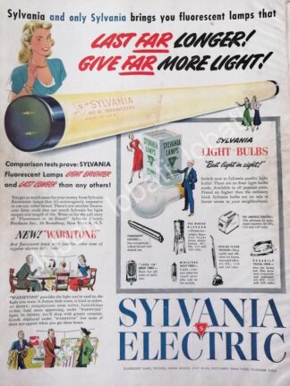 CARTEL ANTIGUO ORIGINAL DE LAMPARAS SYLVANIA ELECTRIC 1955 /573