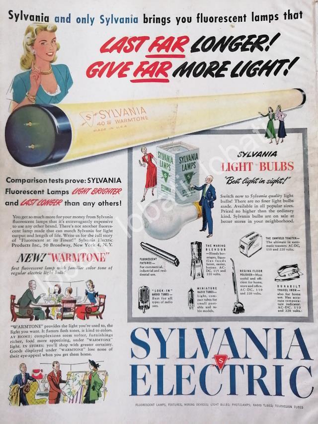 CARTEL ANTIGUO ORIGINAL DE LAMPARAS SYLVANIA ELECTRIC 1955 /573