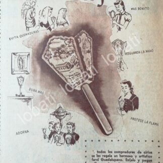 CARTEL ANTIGUO ORIGINAL DE VELADORAS CRISTAL S.A Y EL FAROL GUADALUPANO 1953 /589