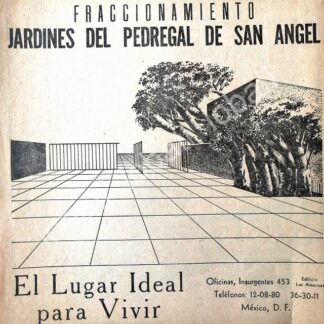 CARTEL ANTIGUO ORIGINAL DE INICIOS DE LA COLONIA JARDINES DEL PEDREGAL DF. 1950s / 588