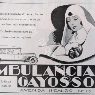 CARTEL ANTIGUO ORIGINAL DE AMBULANCIAS GALLOSO 1935 /565