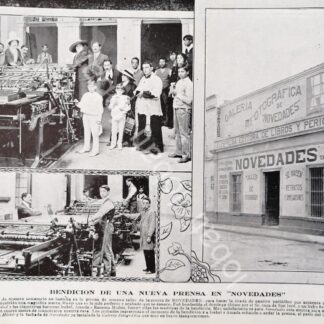 CARTEL ANTIGUO ORIGINAL DE INAUGURAN IMPRENTA Y LITOGRAFIA NOVEDADES 1909 /597 MUY RARO