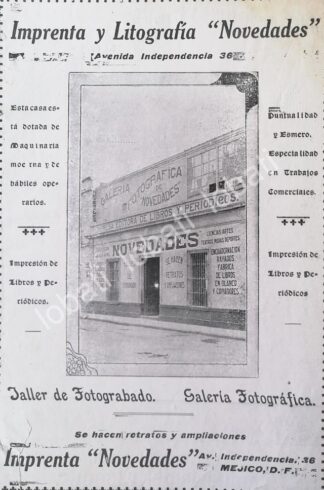 CARTEL ANTIGUO ORIGINAL DE IMPRENTA Y LITOGRAFIA NOVEDADES 1910 /596 MUY RARO