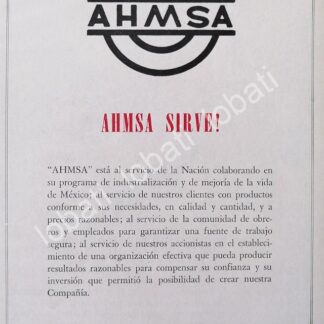 CARTEL ANTIGUO ORIGINAL DE MINI CARTEL ALTOS HORNOS DE MEXICO S.A 1940s /594