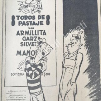 CARTEL ANTIGUO ORIGINAL DE PLAZA MEXICO 1947 DIBUJO DE ARIAS BERNAL /585