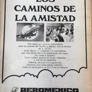 CARTEL ANTIGUO ORIGINAL DE AEROLINEA AEROMEXICO 1979 /578