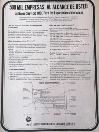 CARTEL ANTIGUO ORIGINAL DE INSTITUTO MEXICANO DE COMERCIO EXTERIOR 1979 /575 RARO